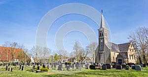 Panorama of the historic Nicolaaskerk church of Hemelem