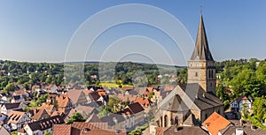 Panorama of the historic Pfarrkirche church in Warburg