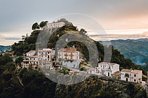 Panorama of historic Savoca village in Sicily, Italy