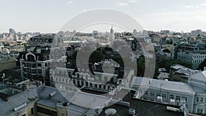 Panorama of the historical district of Kyiv - Podil. The architecture of the capital of Ukraine