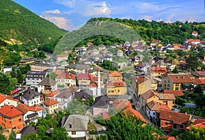 Panorama of the historical old town of Travnik, Bosnia