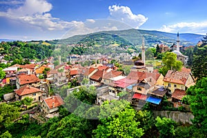 Panorama of the historical old town of Travnik, Bosnia