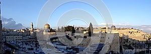 Panorama of the holy land with mount of olives, Al-Aqsa Mosque and temple mount