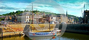 Panorama of Honfleur harbour, France