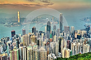 Panorama of Hong Kong in the evening, China