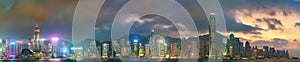 Panorama of Hong Kong Island in the evening, China