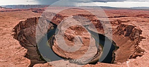 Panorama of Horseshoe Bend, Page Arizona. The Colorado River