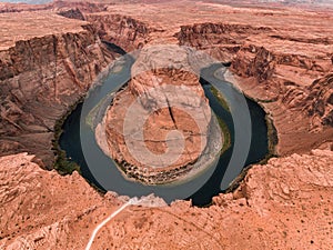 Panorama of Horseshoe Bend, Page Arizona. The Colorado River