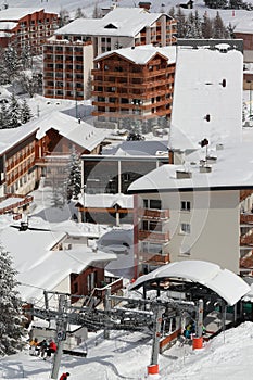 Panorama of the Hotels, Les Deux Alpes, France, French