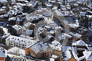 Panorama of the Hotels, Les Deux Alpes, France, French