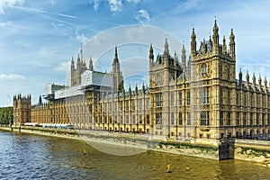Panorama of Houses of Parliament, Palace of Westminster, London, England