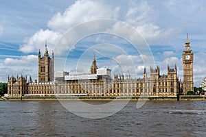 Panorama of Houses of Parliament, Palace of Westminster, London, Great Britain