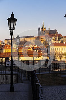 Panorama of Hradcany at sunrise, Czech Republic