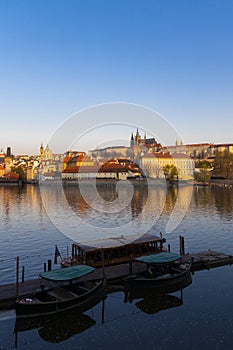 Panorama of Hradcany at sunrise, Czech Republic