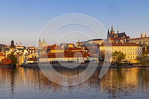 Panorama of Hradcany at sunrise, Czech Republic