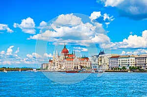 Panorama with hungarian parliament in budapest