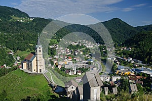 Panorama of the Idrija town, Slovenia