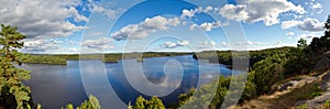Panorama of idyllic lake in Sweden