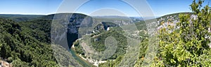 Panorama image of the Ardeche river, France