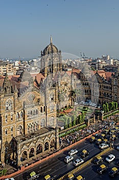 A panorama image of the Chhatrapati Shivaji Terminus CSMT railway station