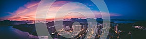 Panorama images of Hong Kong Cityscape view from sky