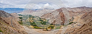 Panorama of Indus valley in Himalayas. Ladakh, India photo