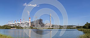 Panorama of Industrial power plant with smokestack,Mea Moh, Lamp