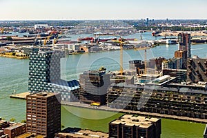 Panorama from industry in the harbor from Rotterdam in Netherlands
