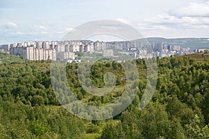 Panorama of the inhabited residential district of the city of Murmansk