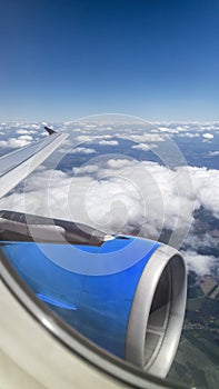 Panorama from inside airplane