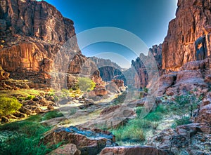 Panorama inside canyon aka Guelta d`Archei in East Ennedi, Chad