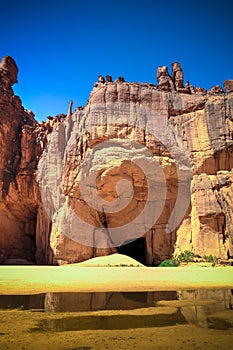 Panorama inside canyon aka Guelta d`Archei in East Ennedi, Chad