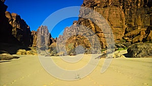 Panorama inside canyon aka Guelta d`Archei in East Ennedi, Chad