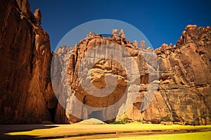 Panorama inside canyon aka Guelta d'Archei in East Ennedi, Chad