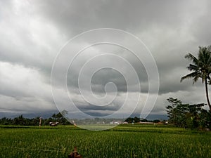 panorama island sky ricefield cloud