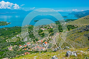 Panorama of islands on Skadar lake in Montenegro