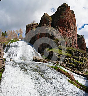 Panorama of Jermuk waterfall on Arpa river, Armenia photo