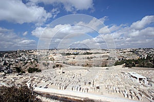 Panorama of Jerusalem from the Mount of Olives to the old city, Israel