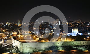 Panorama of Jerusalem from the Mount of Olives to the old city, Israel