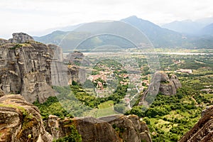 Panorama of Kalambaka in Meteora region, Greece
