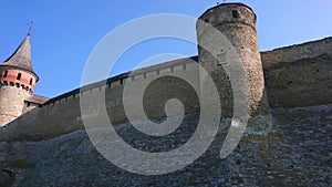 Panorama of Kamianets-Podilskyi Castle from the outer ward, Ukraine