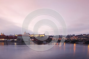 Panorama Karlov bridge in Prague