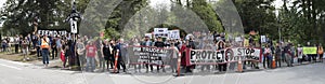 Panorama of Kinder Morgan protesters against the government`s purchase of Kinder Morgan pipeline project