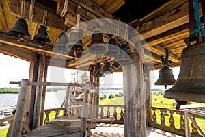 Panorama of Kizhi island from the bell tower in Pogost.  Kizhi island, Onega lake, Karelia