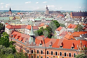 Panorama of Krakow city from Wawel  Sigismund Tower