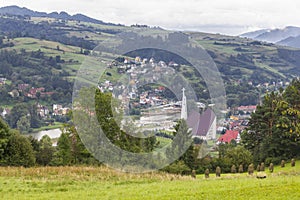 Panorama of Kroscienko on the Dunajec river, Poland