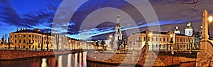 Panorama of Kryukov Canal with St. Nicholas Cathedral in St. Pet