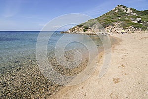 Panorama of La Ficaccia beach in Sardinia