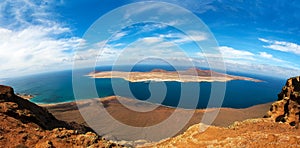 Panorama of La Graciosa - volcanic island, Canary