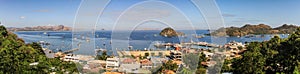 Panorama on Labuan Bajo Bay on a glorious day, Nusa Tenggara, flores island, Indonesia